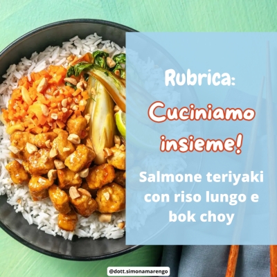 SALMONE TERIYAKI CON RISO BIANCO E BOK CHOY