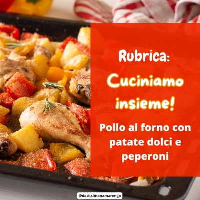 POLLO AL FORNO CON PATATE DOLCI E PEPERONI